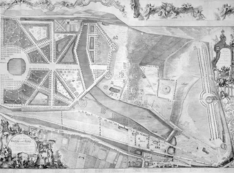 (detalle) del plano del Palacio de Kensington por Joshua Rhodes, 1764